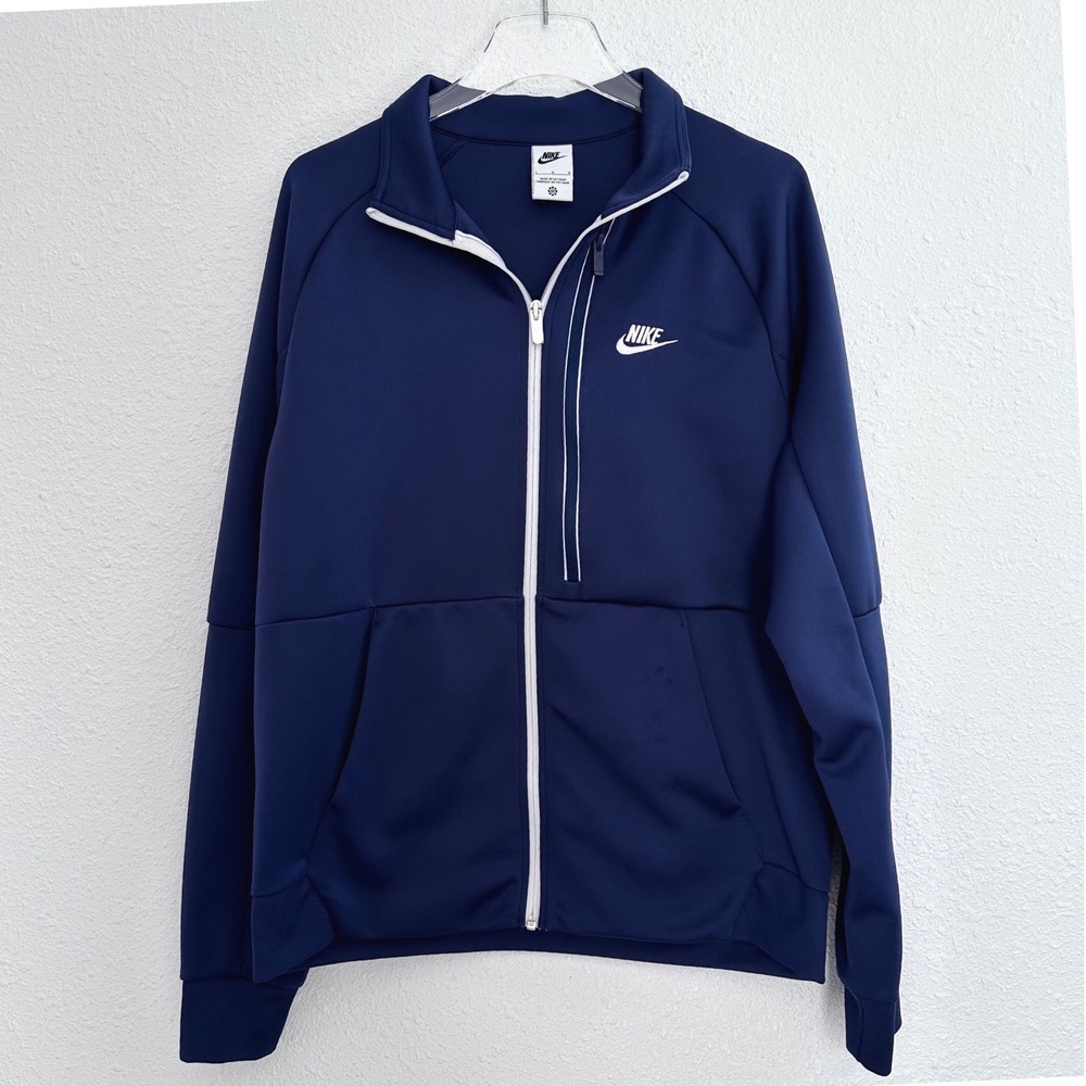 Nike Tribute N98 Track Jacket Mens Large Navy White Full Zip Athleisure